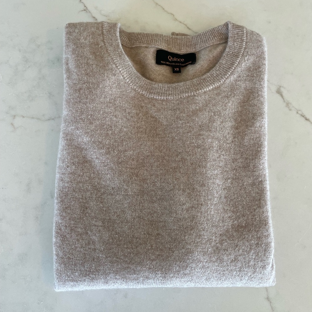 Quince 100% Cashmere NWOT Tan Crewneck Sweater Size XS